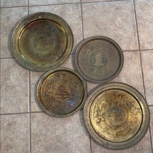 Four Brass Engraved Wall Hangings